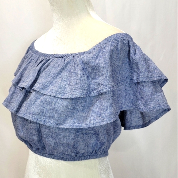 Express Ruffle Crop Top Size Small - Picture 2 of 5